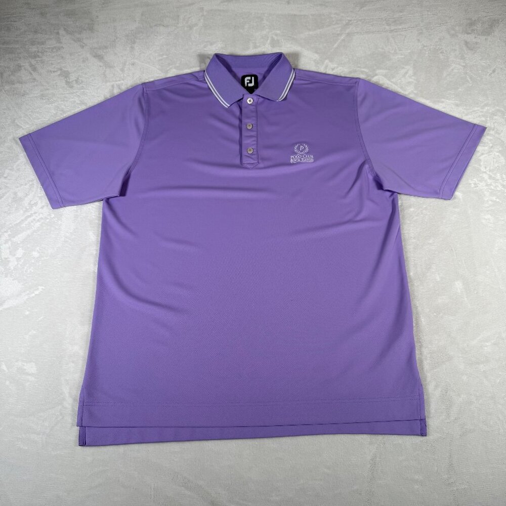 Footjoy Polo Shirt Men Size L Purple Short Sleeve Stretch Embroidered Golf FJ GU